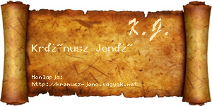 Krénusz Jenő névjegykártya